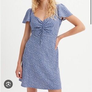 Levi’s Ditsy Blue Floral Dress with Short Flutter Sleeves